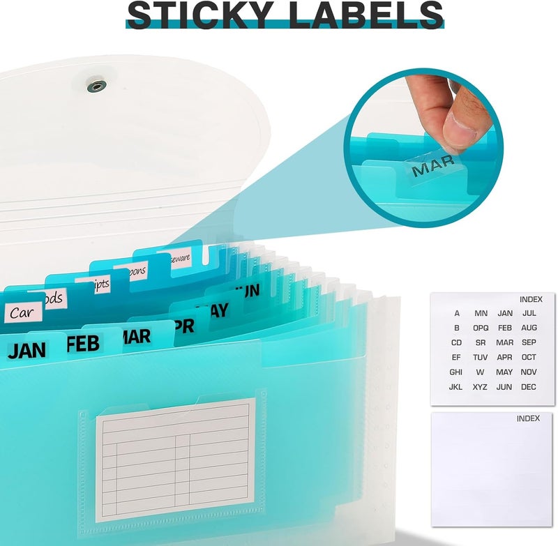 H4D Check Size 13 Pocket Expanding File Folder, Accordion File Organizer Wallet Case for Coupon Receipt Storage, 10 x 5.5 inches, Teal - Image 3